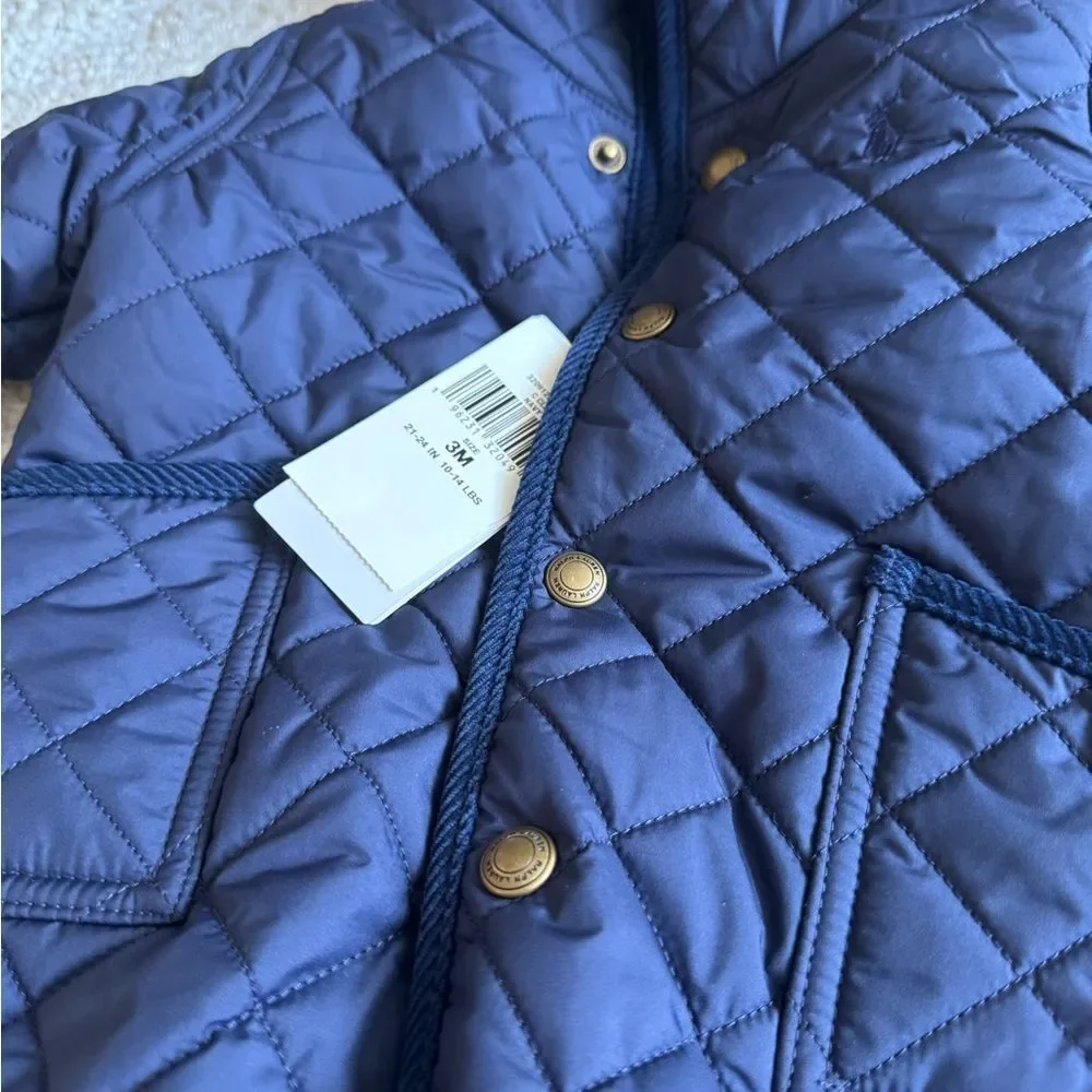 Ralph Lauren Baby Quilted Navy Blue Hooded Bunting 3 Month